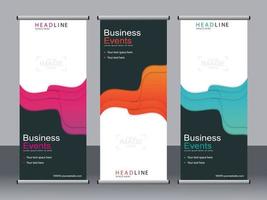 Business banner roll up set standee banner template. vector