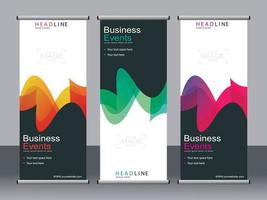 Business banner roll up set standee banner template. vector