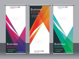 Business banner roll up set standee banner template. vector