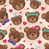 fondo de patrón de cara de oso de peluche vector