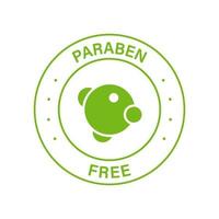 Paraben Chemical Free Green Circle Stamp. No Preservative, Safety Bio Product Icon. Free Plastic Eco Organic Cosmetic Label. Quality Food Symbol. Paraben Free Logo. Isolated Vector Illustration.