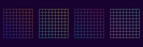 Trendy retro 1980s, 90s style. Wave Ripple Perspective Square. Distorted Grid Square Neon Pattern. Warp Futuristic Geometric Square Glitch. Abstract Modern Design. Isolated Vector Illustration.