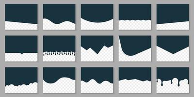 Divider Header for App, Banners or Posters. Set of Template Dividers Shapes for Website. Curve Lines, Drops, Wave Collection of Design Element for Top, Bottom Page Web Site. Vector Illustration.