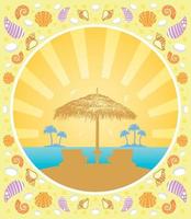 Background summer card with deckchair and umbrella vector