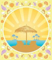 Background summer card with deckchair and umbrella vector