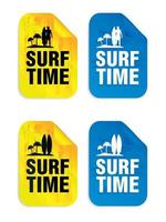 Surf time stickers set vector