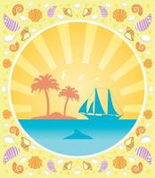 Background summer card with yacht vector