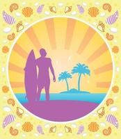 Background card summer with surfer vector