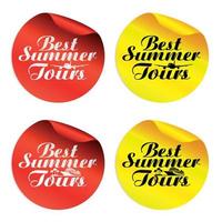 Best summer tours stickers set vector