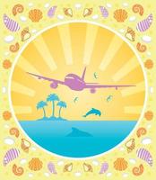 Background summer card with plane vector
