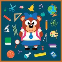 Back to school seamless background with bear vector