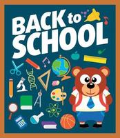 Back to school background with bear vector