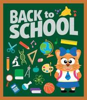 Back to school background with cat vector