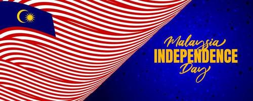 Malaysia Independence day with flag-waving 3d background design vector