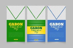 conjunto de diseño de plantilla de banner vertical del día de la independencia de gabón vector