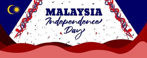 Malaysia Independence day with flag-waving 3d background design vector