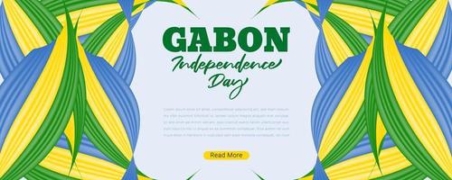 Gabon Independence day with flag-waving 3d background design vector