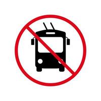 icono de silueta negra de prohibición de trolebús. pictograma prohibido del trolebús. Precaución transporte eléctrico símbolo de círculo de parada roja. no permitir la señal de trolebús. Trolebús prohibido. ilustración vectorial aislada. vector