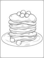 pancake coloring page design. pancake line art design. coloring page design. vector