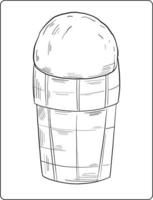 ice-cream coloring page design, ice-cream line art design vector