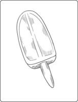 diseño de página para colorear helados, diseño de arte de línea de helados vector
