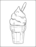 ice-cream coloring page design, ice-cream line art design vector