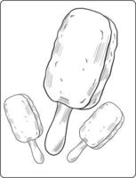 ice-cream coloring page design, ice-cream line art design vector