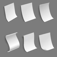 3d realistic collection of paper sheets in different side views. vector