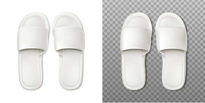 3d realistic vector icon. Hotel spa slippers in black and white view.