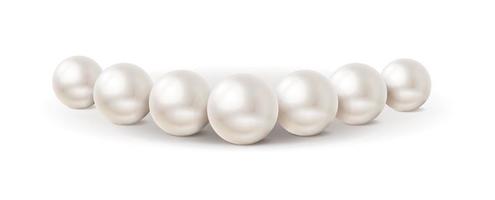 3d realistic vector icon. White pearls isolated on white background.