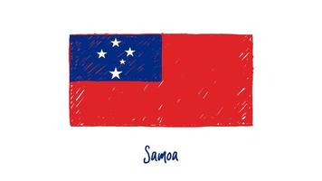 marcador de bandera de samoa o vector de ilustración de dibujo a lápiz