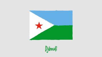 Djibouti Flag Marker or Pencil Sketch Illustration Vector
