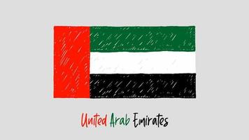 marcador de bandera de emiratos árabes unidos o vector de ilustración de dibujo a lápiz