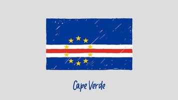 Cape Verde Flag Marker or Pencil Sketch Illustration Vector