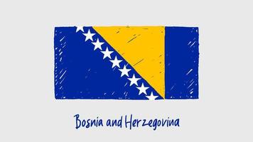 Bosnia and Herzegovina Flag Marker or Pencil Sketch Illustration Vector