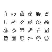 milk bakery line icons vector design