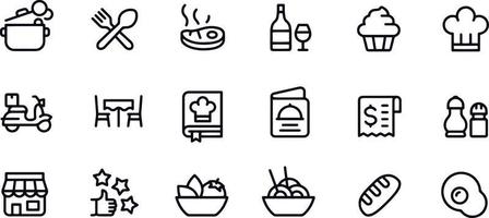 diseño de vectores de iconos de línea de restaurante