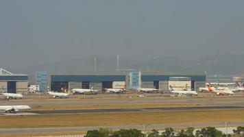 HONG KONG NOVEMBER 09, 2019 - Timelapse of Hong Kong International Airport Chek Lap Kok, view from Lantau Island video