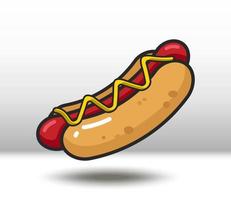 Vector colorful icon of hot dog. Isolated on white background.