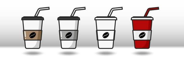 icono colorido vectorial de cuatro tazas de café. aislado sobre fondo blanco. vector