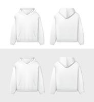 3d realistic vector icon. White mockup hoodie in side and back view. Men sweatshirt.