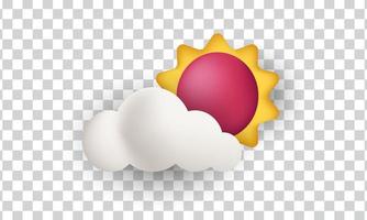 unique 3d sun and cloud concept icon design isolated on vector