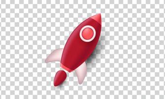 unique 3d red rocket launch business finance icon design isolated on vector