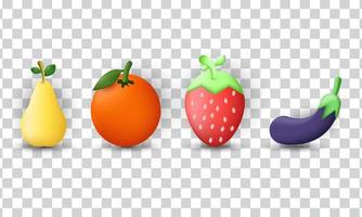 unique set 3d vegetable fresh icon vector design isolated on