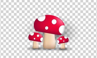 unique 3d three cute red mushroom concept design icon isolated on vector