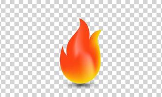 icono de diseño de concepto de llama de fuego 3d único aislado en vector