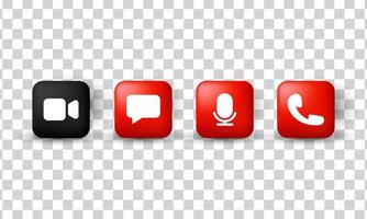 unique creative 3d video audio call design icon isolated on vector