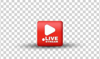 unique creative 3d rectangle live streaming design icon isolated on vector