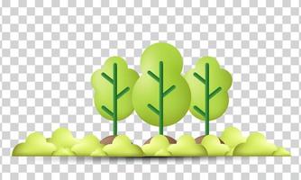 unique creative 3d style green tree icon isolated on vector