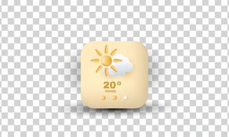 unique creative 3d style sun cloudy icon isolated on vector